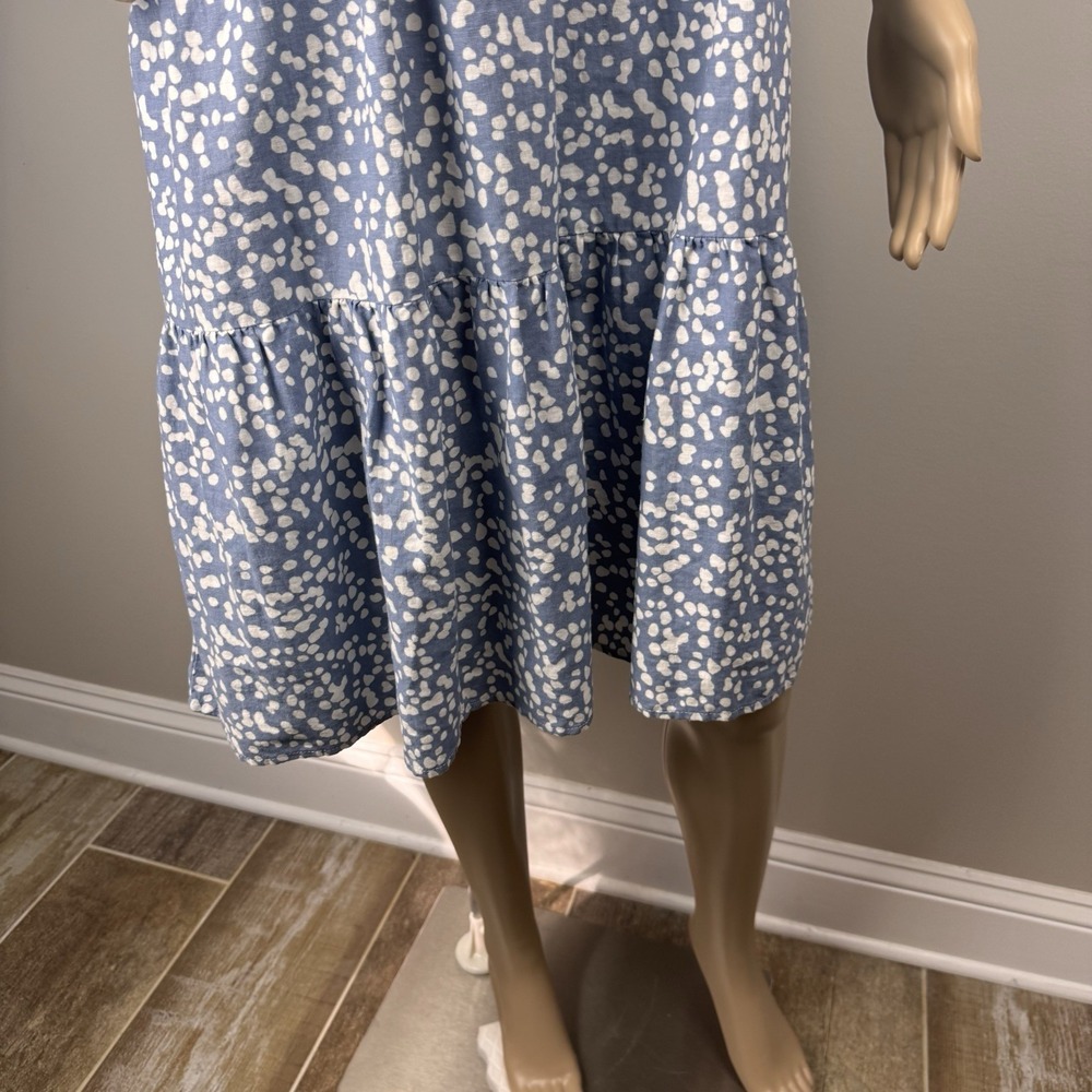 Matty M Tiered Linen Blend Cottagecore Lagenlook Loose Dress Women's Sz M Blue - Picture 5 of 16